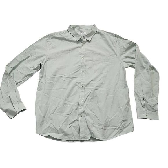 Jekaoyi Men's Size XXL Green Cotton Linen Blend Button Down Dress Shirt - Picture 1 of 6